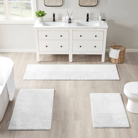 mDesign Bathroom 3 Piece Rug Set, Cotton, Water Absorbent Bath