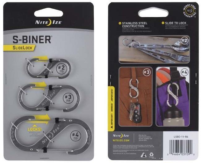 S-Biner SlideLock Combo - Stainless Steel - 3 Pack