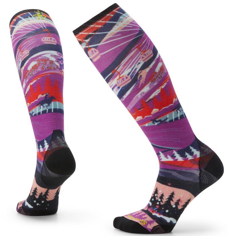 Ski Zero Cushion Skication Print Over The Calf Socks - Womens