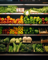 Center view of vegetables in a grocery store