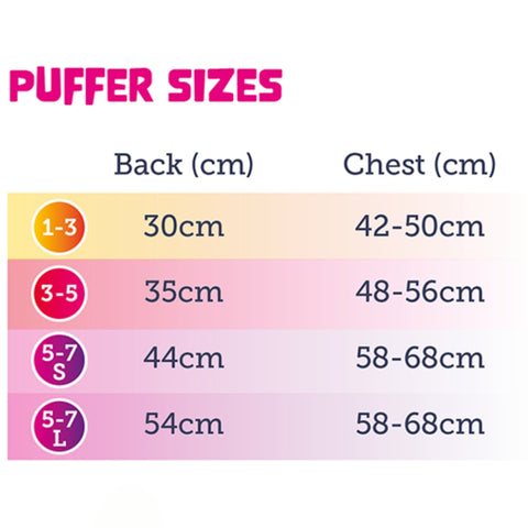 Doodlebone Puffer Dog Coats Size Guide