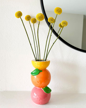 Orange Juice Vase, 2 Vase Set. Ceramic Carton Vase and Sliced Orange Vase.