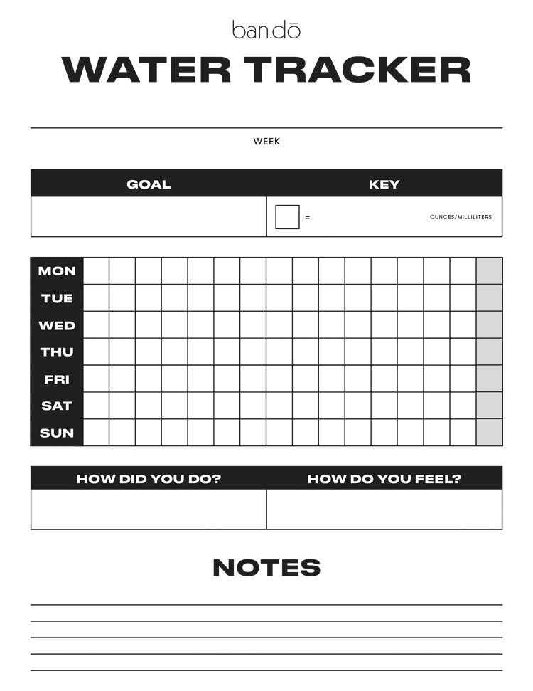 Worksheet for tracking water intake