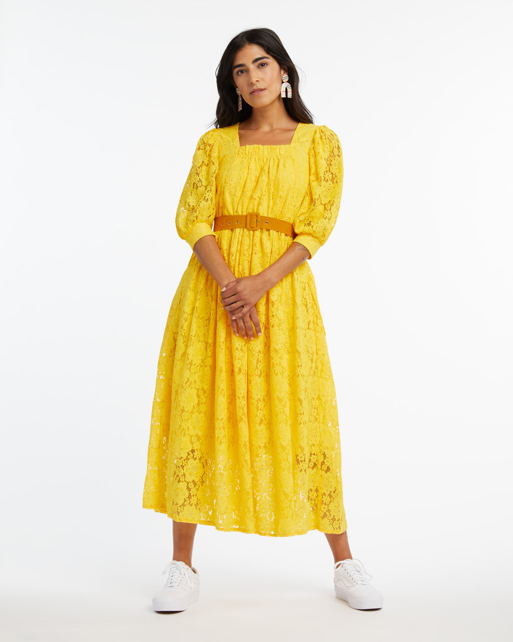 pale yellow lace dress