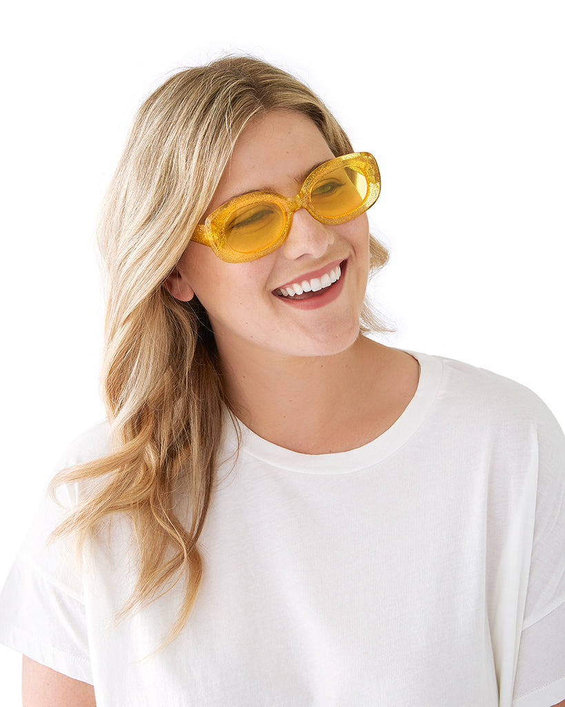 Glitter Rectangle Sunglasses - Yellow by ban.do - sunglasses - ban.do