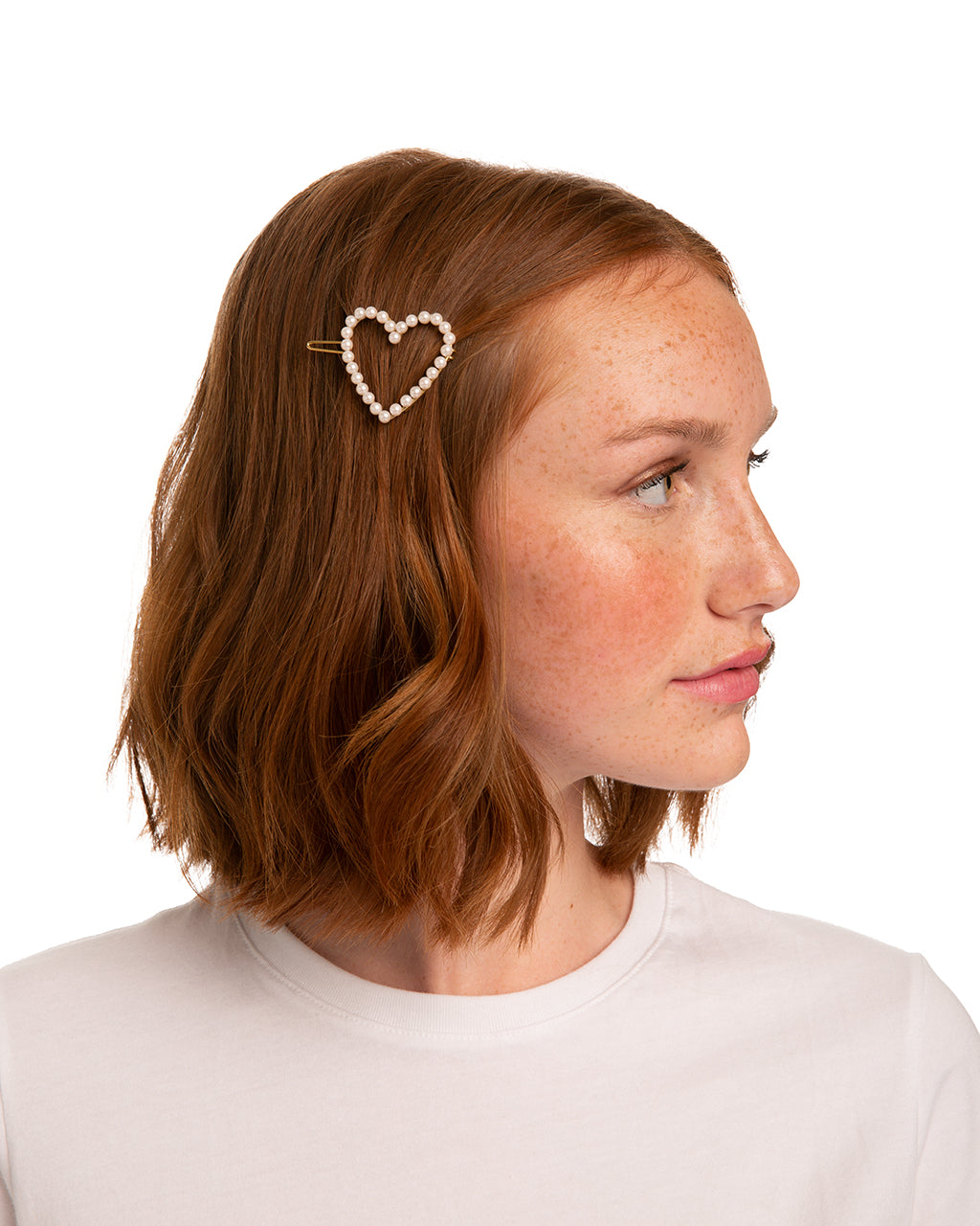 Amelia Pearl Heart Barrette By Each Jewels Hair Clip Bando