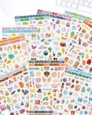  Planner Stickers,24 Sheet/1300+ Calendar Stickers for Adults  Planner, Planner Stickers and Accessories for Women Work， Enhance Life  Productivity : Everything Else