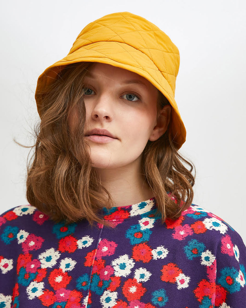Quilted Poly Bucket Hat - Mustard