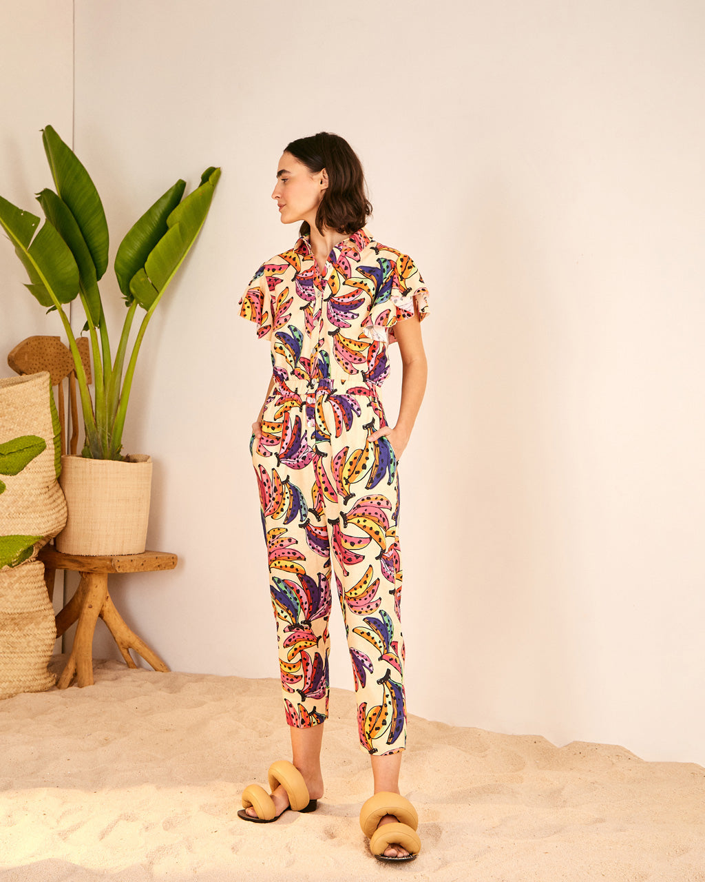 Banana Bunch Frilled Sleeves Jumper by Farm Rio - jumpsuit - ban.do