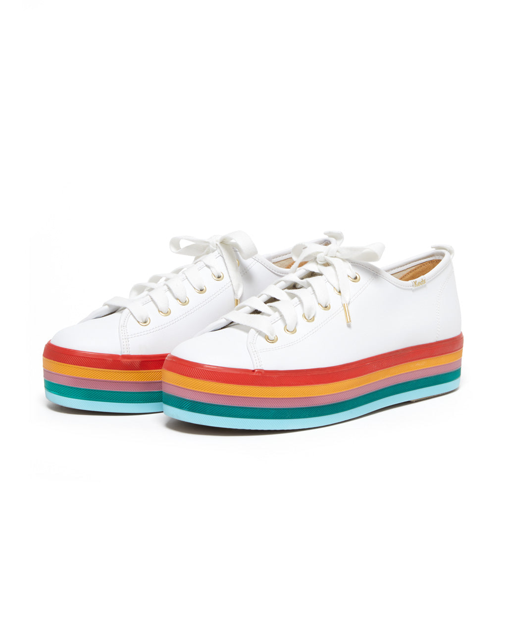 white rainbow platform sneakers