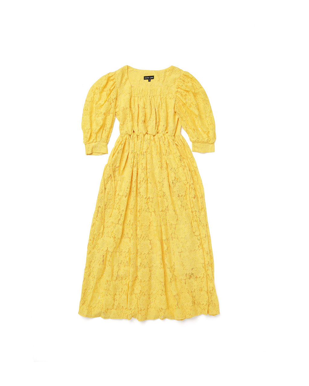 bright yellow midi dress