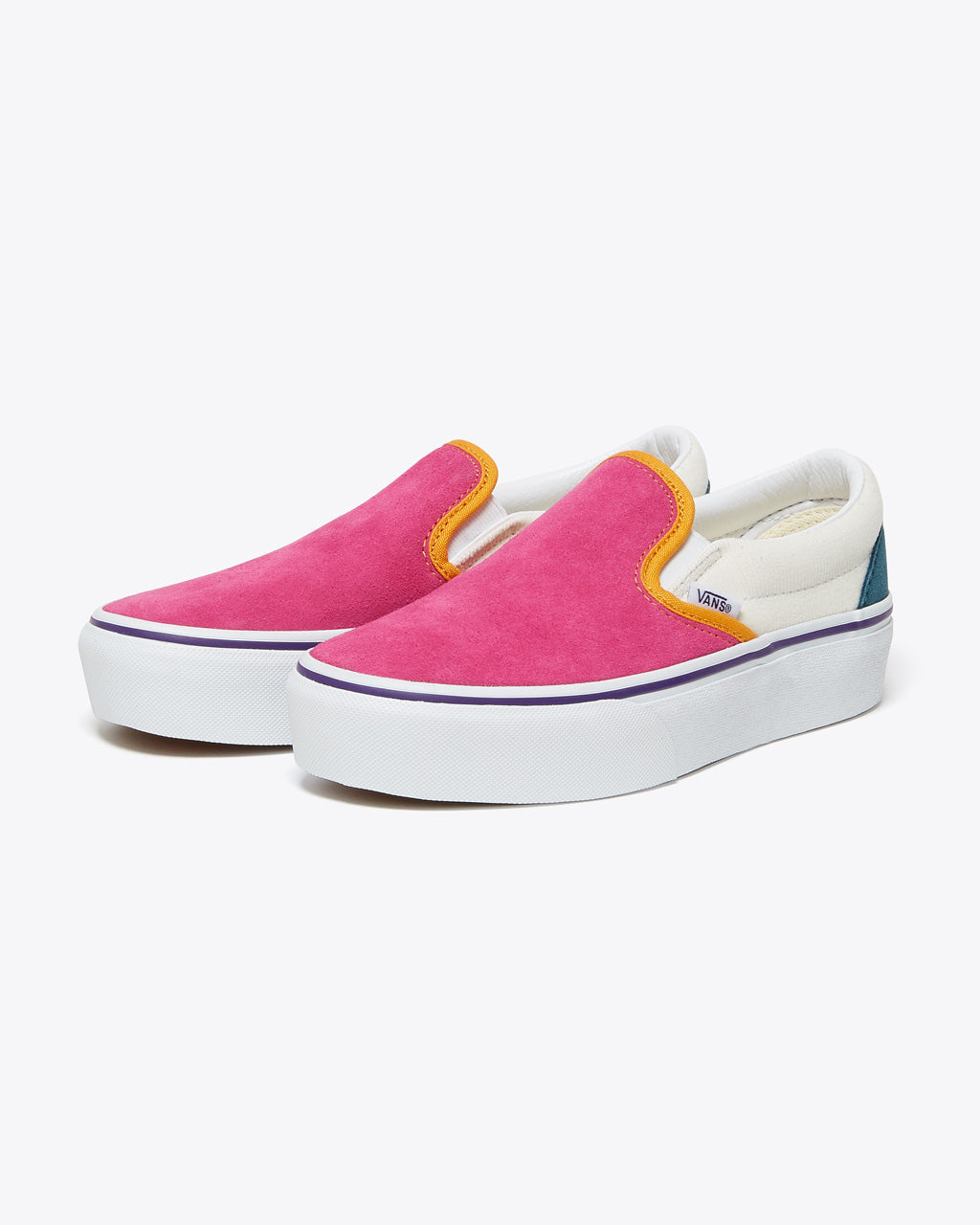 multi colored vans slip on