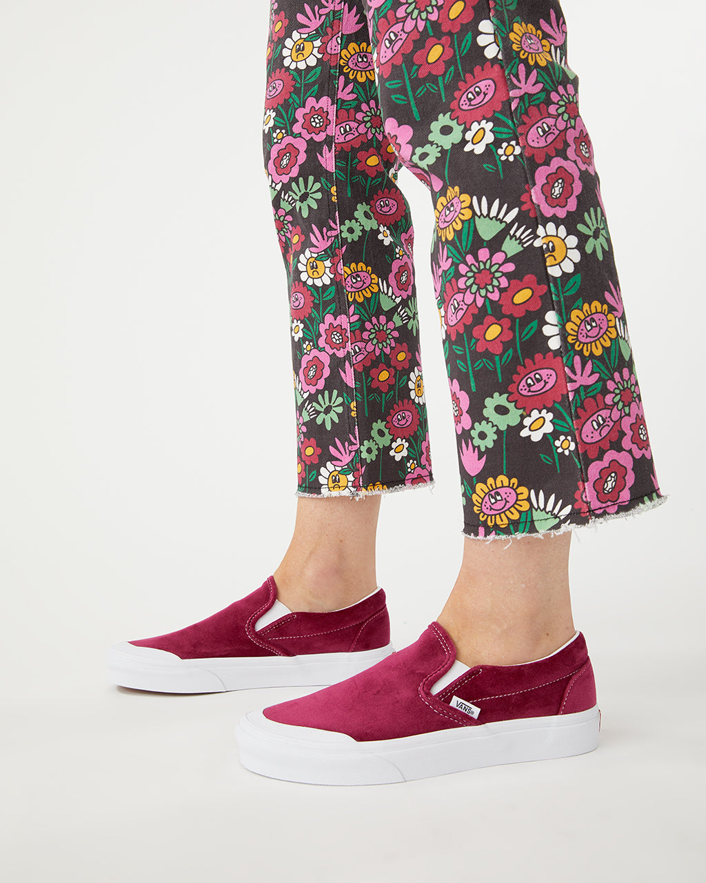 red velvet slip on vans