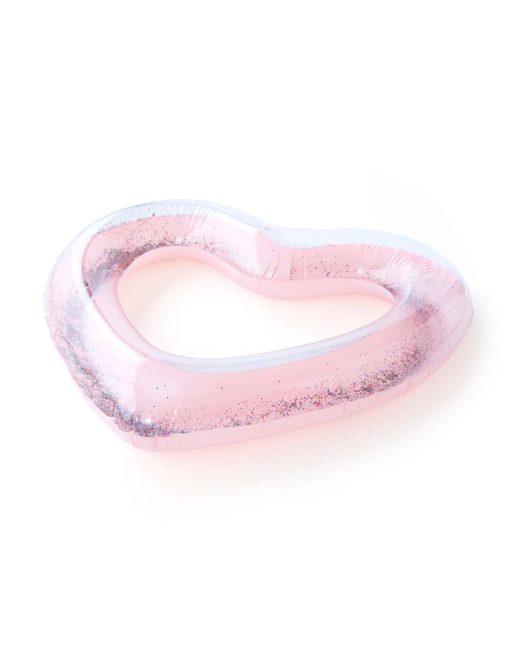 The translucent pink top reveals the glitter inside.