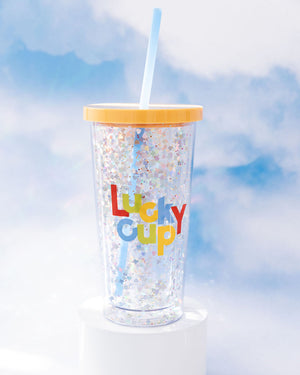 Ban.Do glitter water bottle tumbler with straw 680ml, ASOS