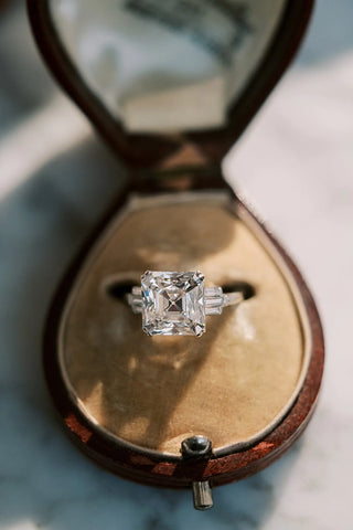 Asscher Cut Diamond Art Deco Ring