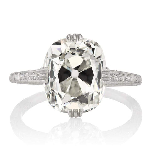 5.34 CT ELONGATED OLD MINE CUT DIAMOND ENGAGEMENT RING