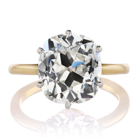 14K Yellow Gold Old Mine Cut Diamond Engagement Ring