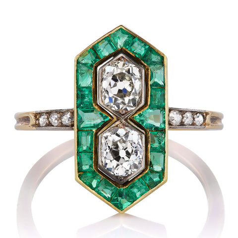 Diamond and Emerald Art Deco Ring