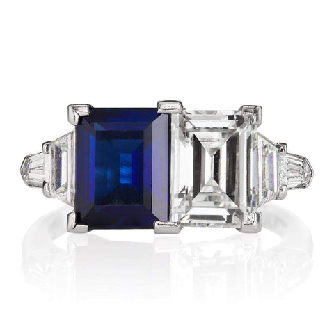 Sapphire and Diamond Art Deco Toi et Moi Ring