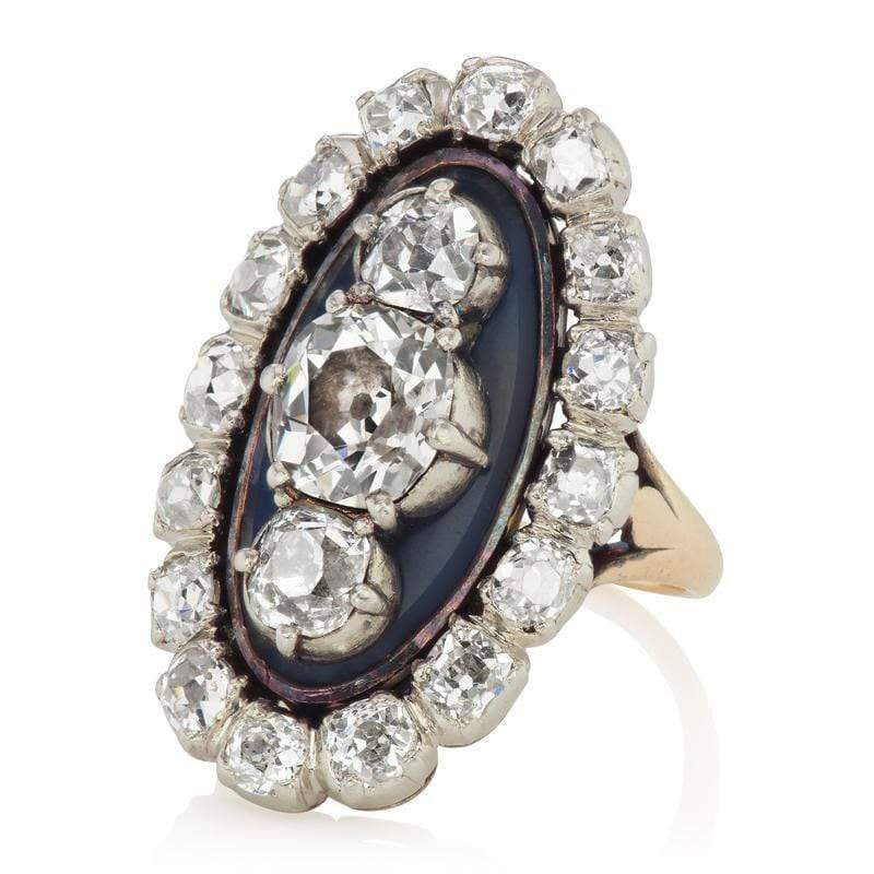 Antique Georgian era diamond (0.8ct) halo ring in 18ct gold – Onyx and Elm