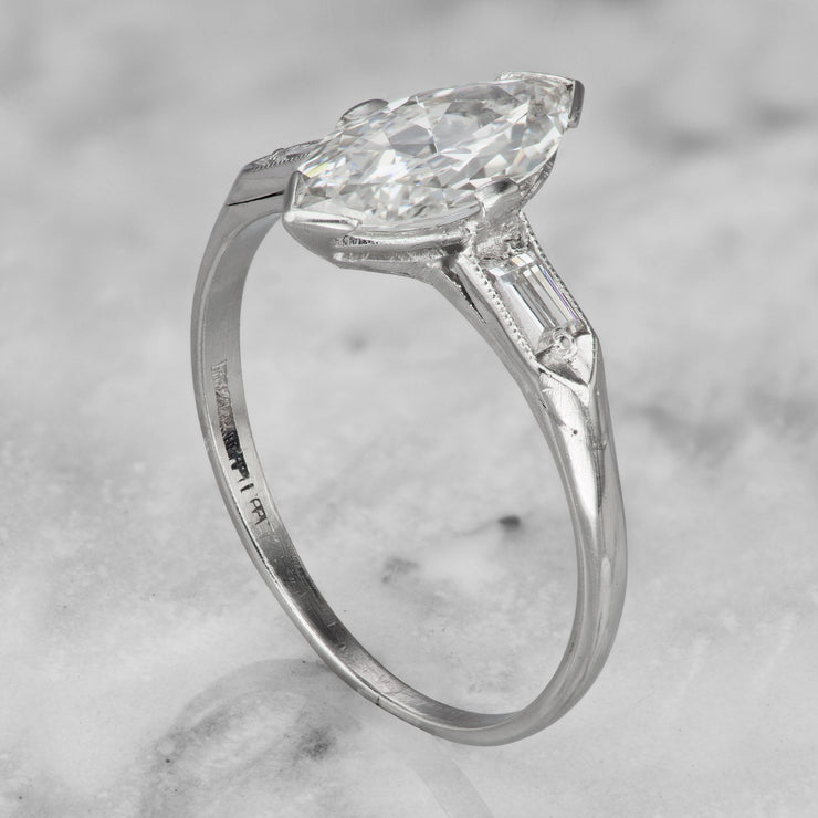 Marquise Engagement Ring With Baguettes Circa 1920 | Victor Barbone ...