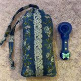 Blue Glow Bow Pipe and Pouch Set