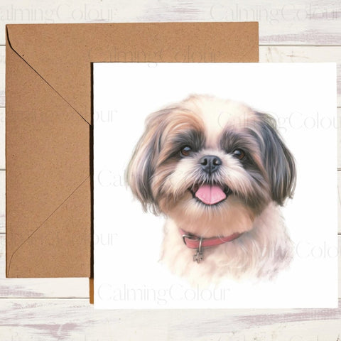 Shih Tzu | Smiling Dog | Greeting Card | Single Card | Dog Card