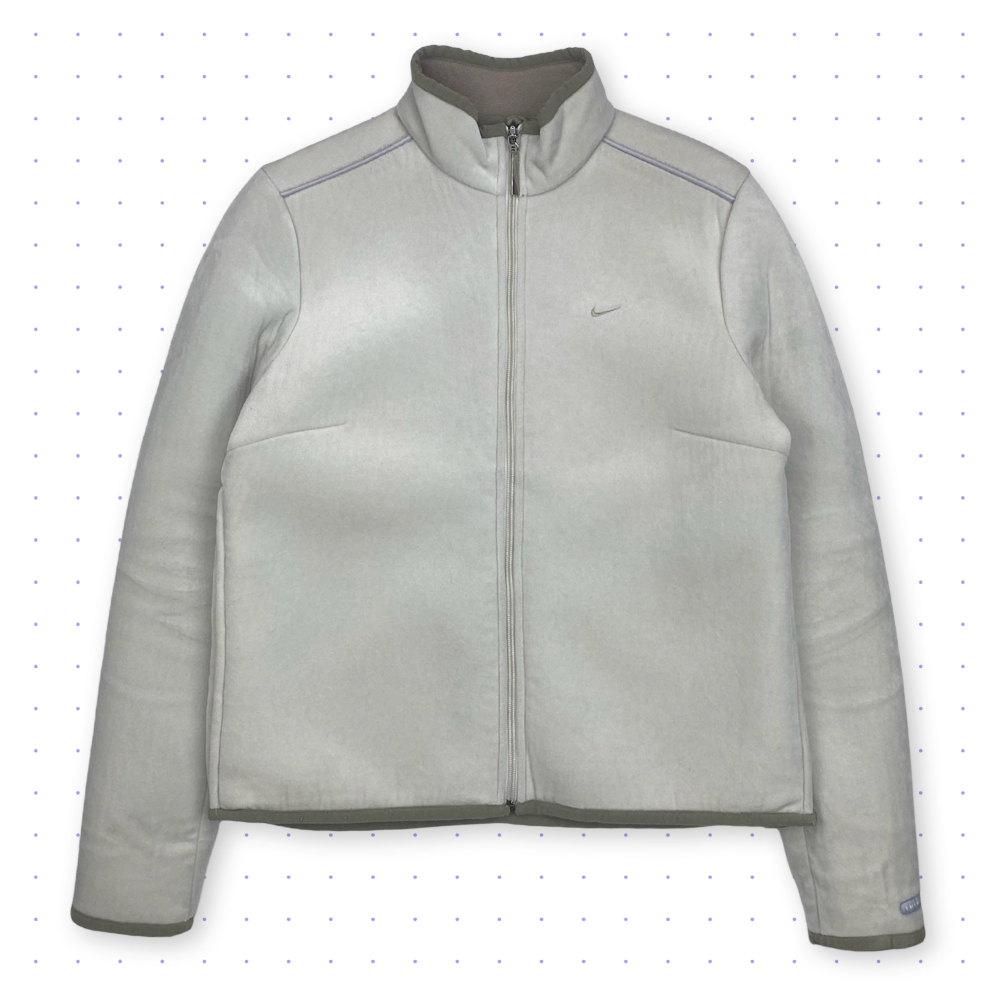 image of 00s Nike Stash Pocket Fleece Lined Velour Jacket Beige/Khaki