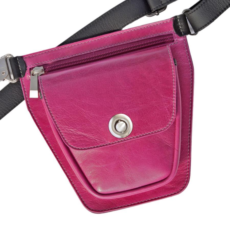 pink leather fanny pack