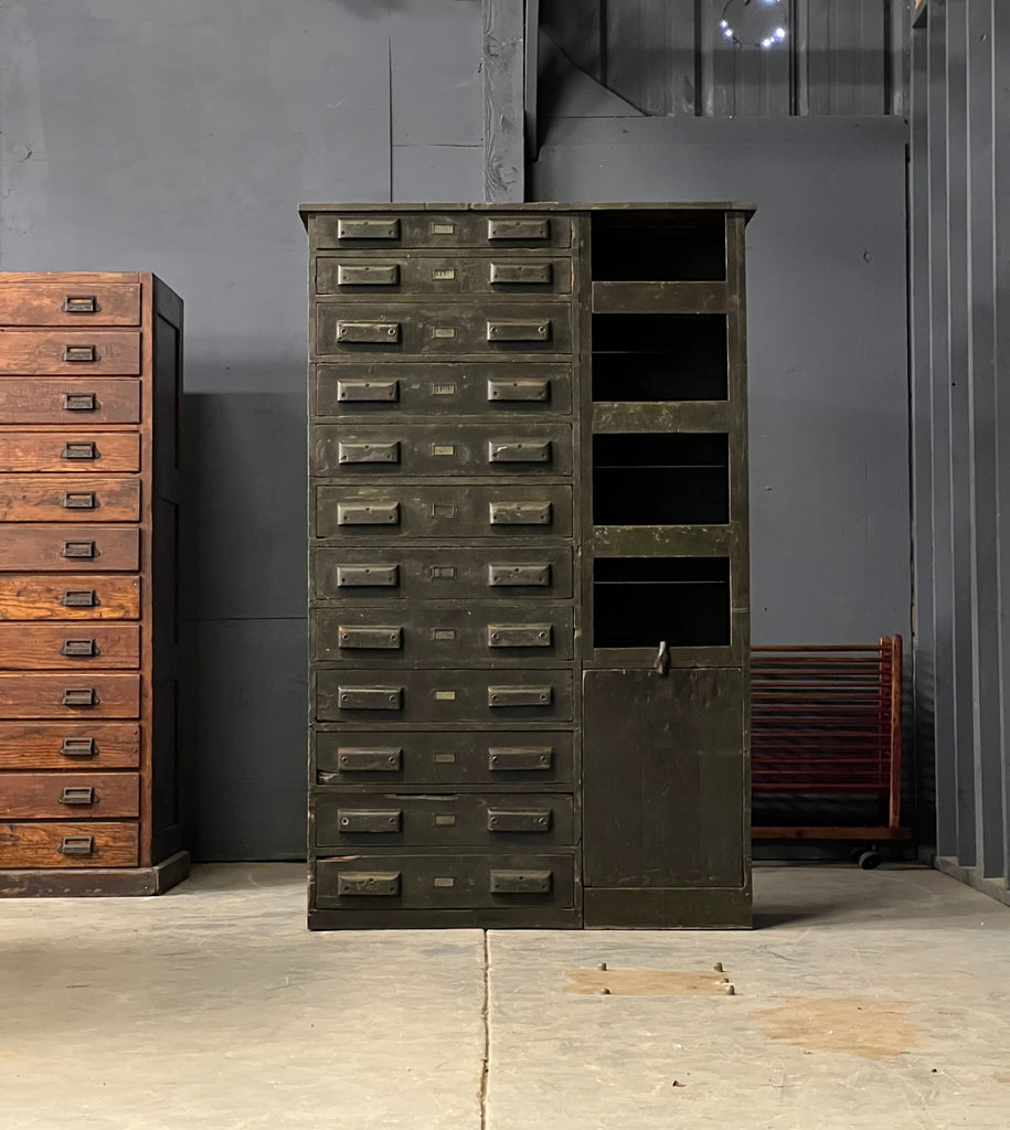 Antique Printers Cabinet, Hamilton Typeset Cabinet, Flat File Cabinet,  Double Wide Slant-top Workbench, Jewelry Storage, Art Storage 