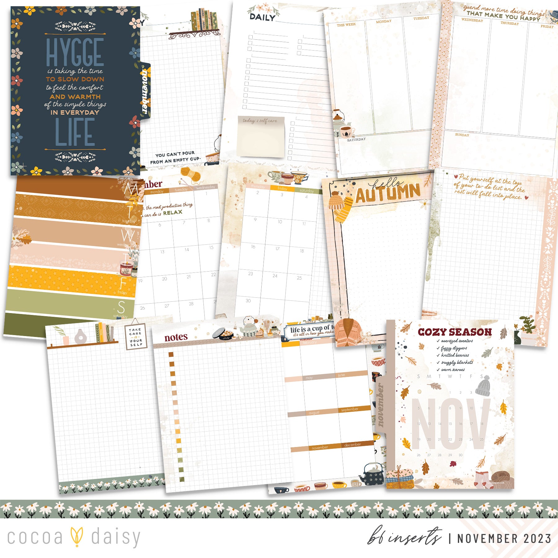 A5 Printed Planner Inserts, Dated Monthly layout – The Daizy Chain