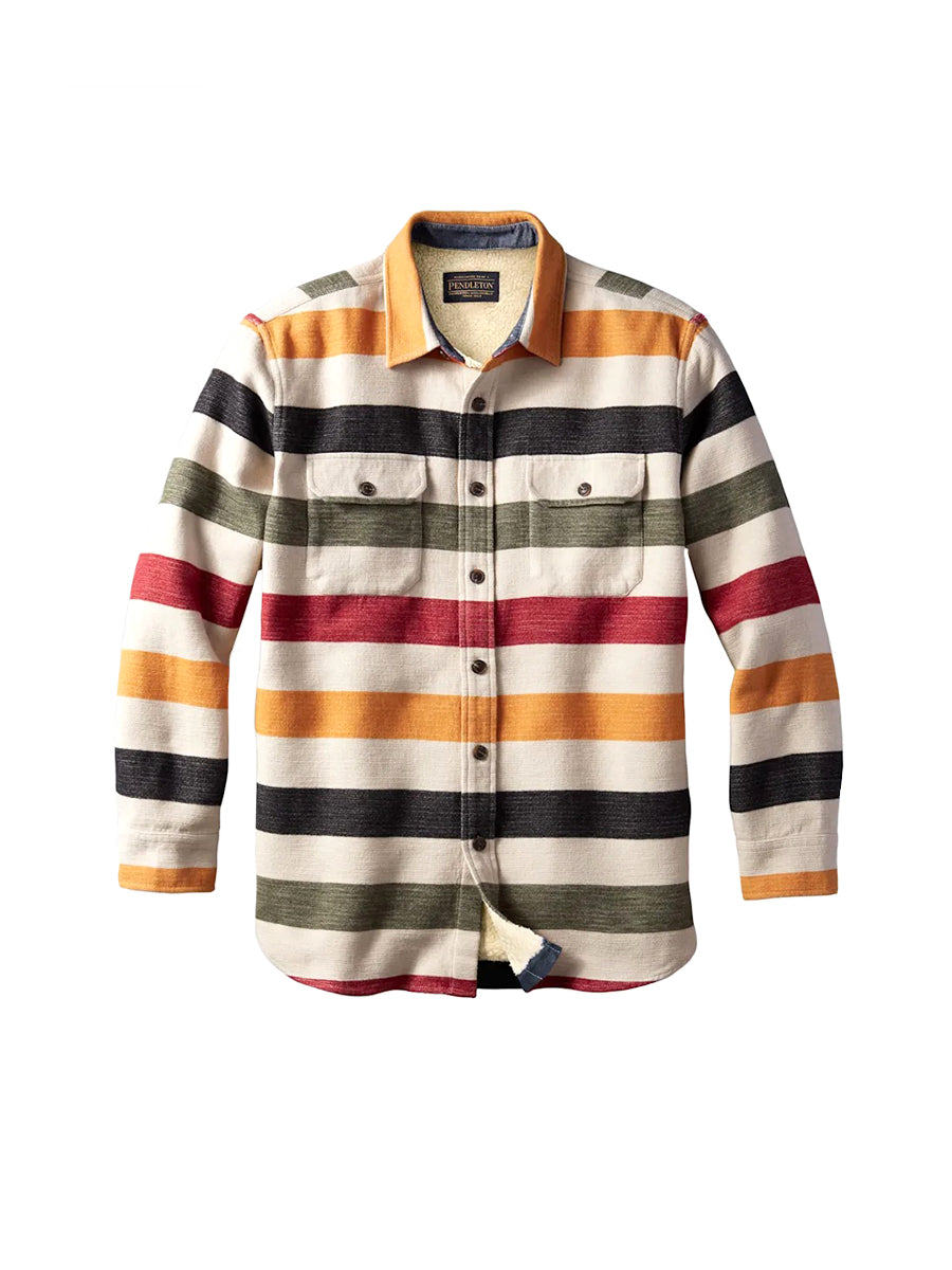 Striped Sherpa-Lined Shirt Jacket - Glacier Stripe