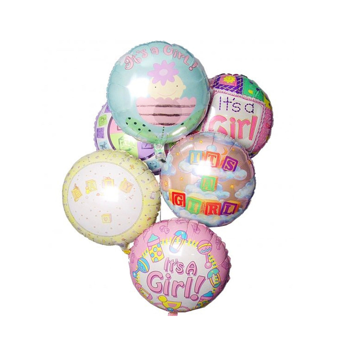 6 It’s a Girl Mylar Balloon Bunch