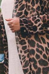 Leopard Print Chiffon Kimono Jacket
