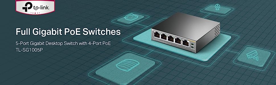 TP-Link TL-SG1005P Unmanaged Desktop PoE+ 5 Port Gigabit Switch