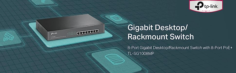 TP-Link TL-SG1008MP Unmanaged PoE+ Rackmount 8 Port Gigabit Switch