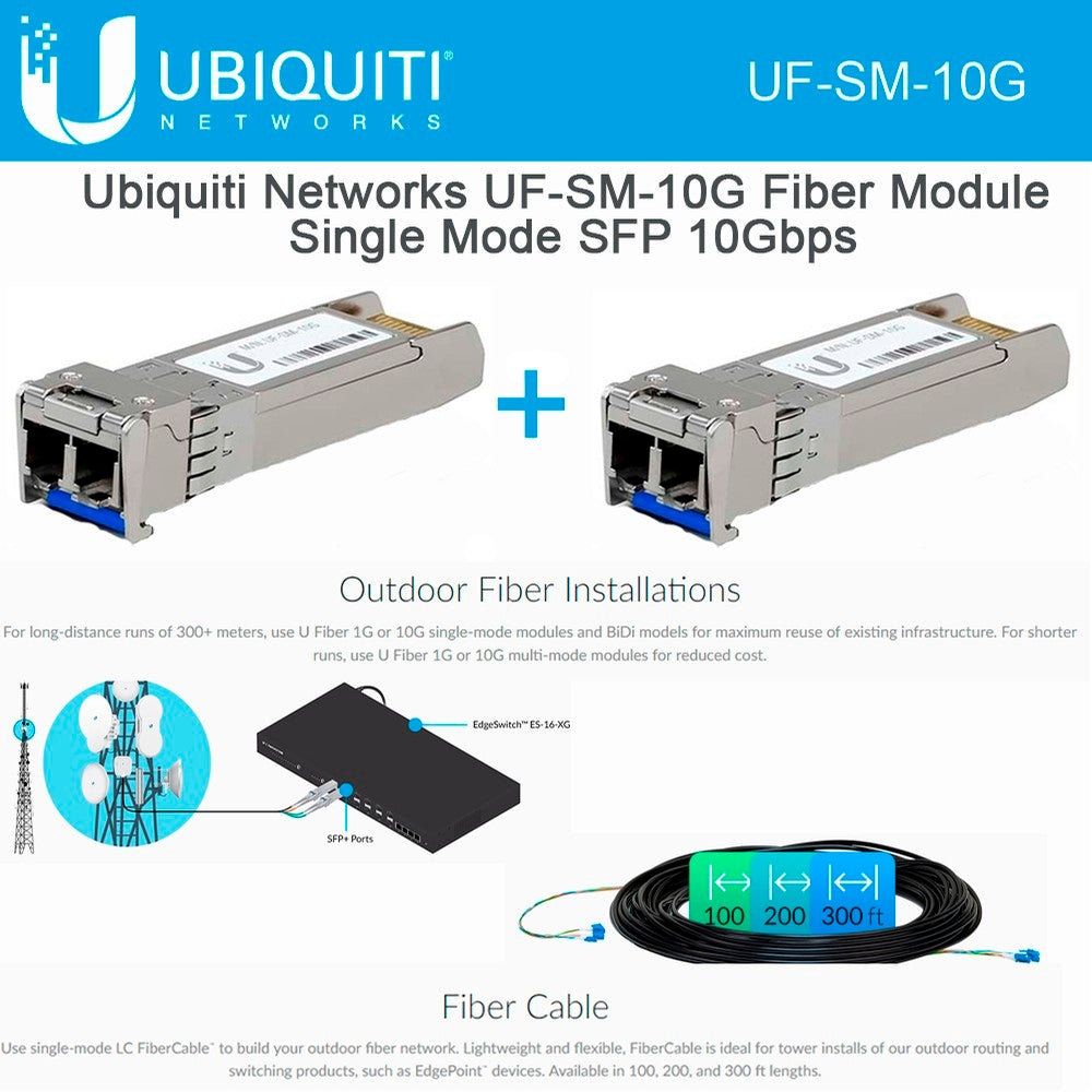 Ubiquiti UF-SM-10G 10-Gigabit Singlemode Fibre SFP+ Module Two Pack