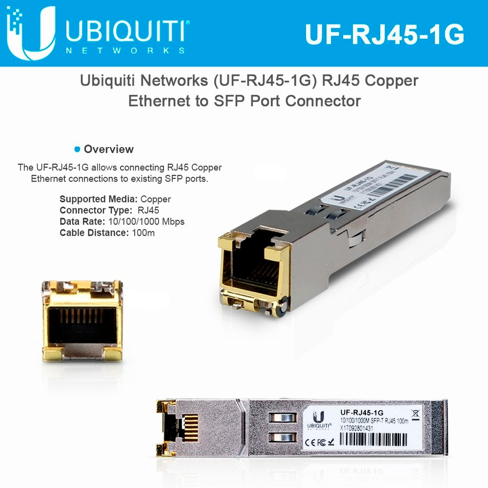 Ubiquiti UF-RJ45-1G Gigabit Ethernet SFP to RJ45 Transceiver