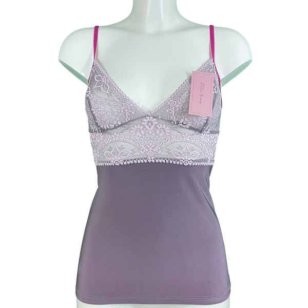 Signature Lace Strappy Cami Top - Grey Mist & Vintage Rose – Ella & me