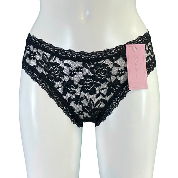 Buy Black/Pink Heart Print High Leg Cotton and Lace Knickers 4