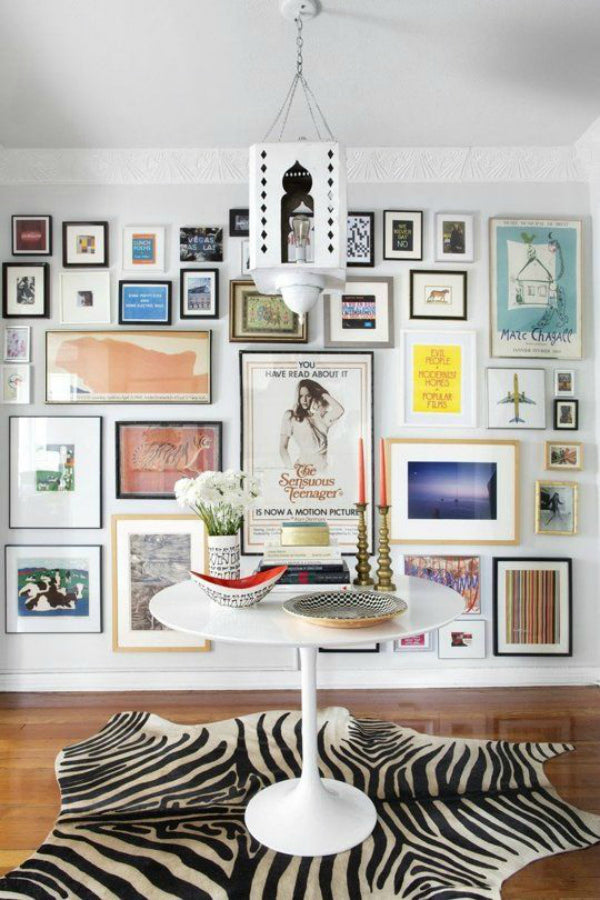 Art gallery wall in a stylish home