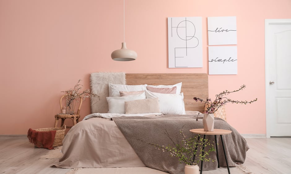 Bedroom with a single base color palette