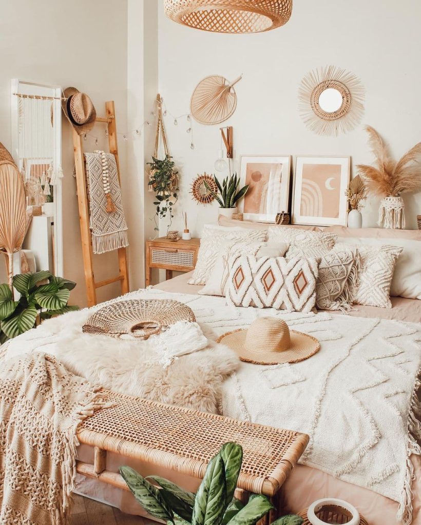 Collage showcasing budget-friendly bedroom decor ideas