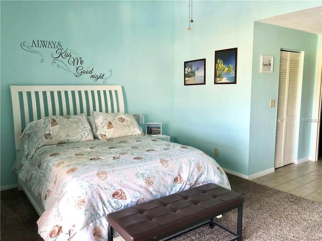 Cool and calming teal bedroom ambiance