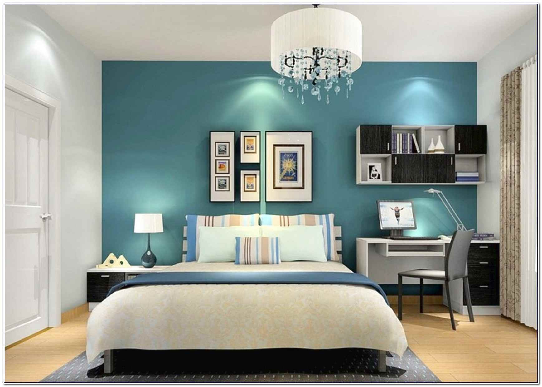 Teal and white bedroom decor