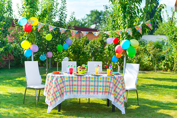 birthday decor in backyard