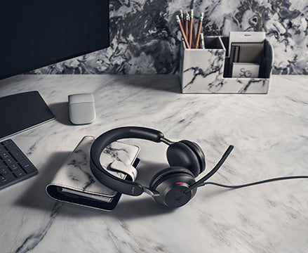 Jabra Evolve2 40 headset on desk