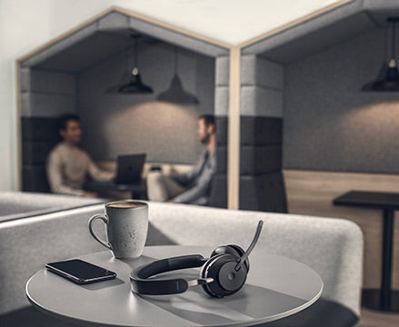 Jabra headset on coffee table