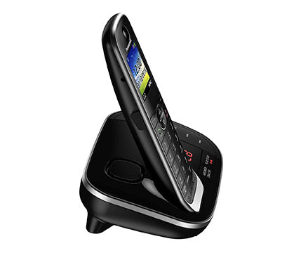 Top view of Panasonic home phone in charging cradle